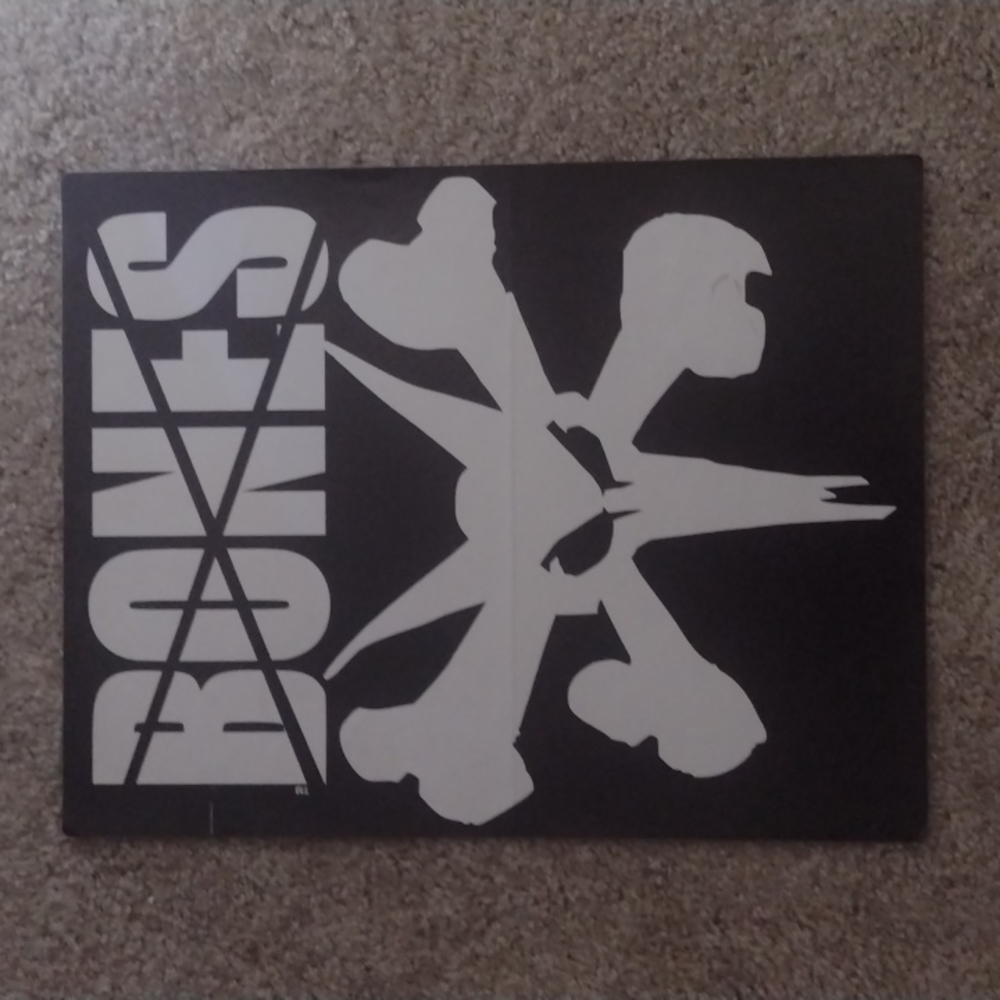 16"x12 " vintage black square bones sticker old school stock